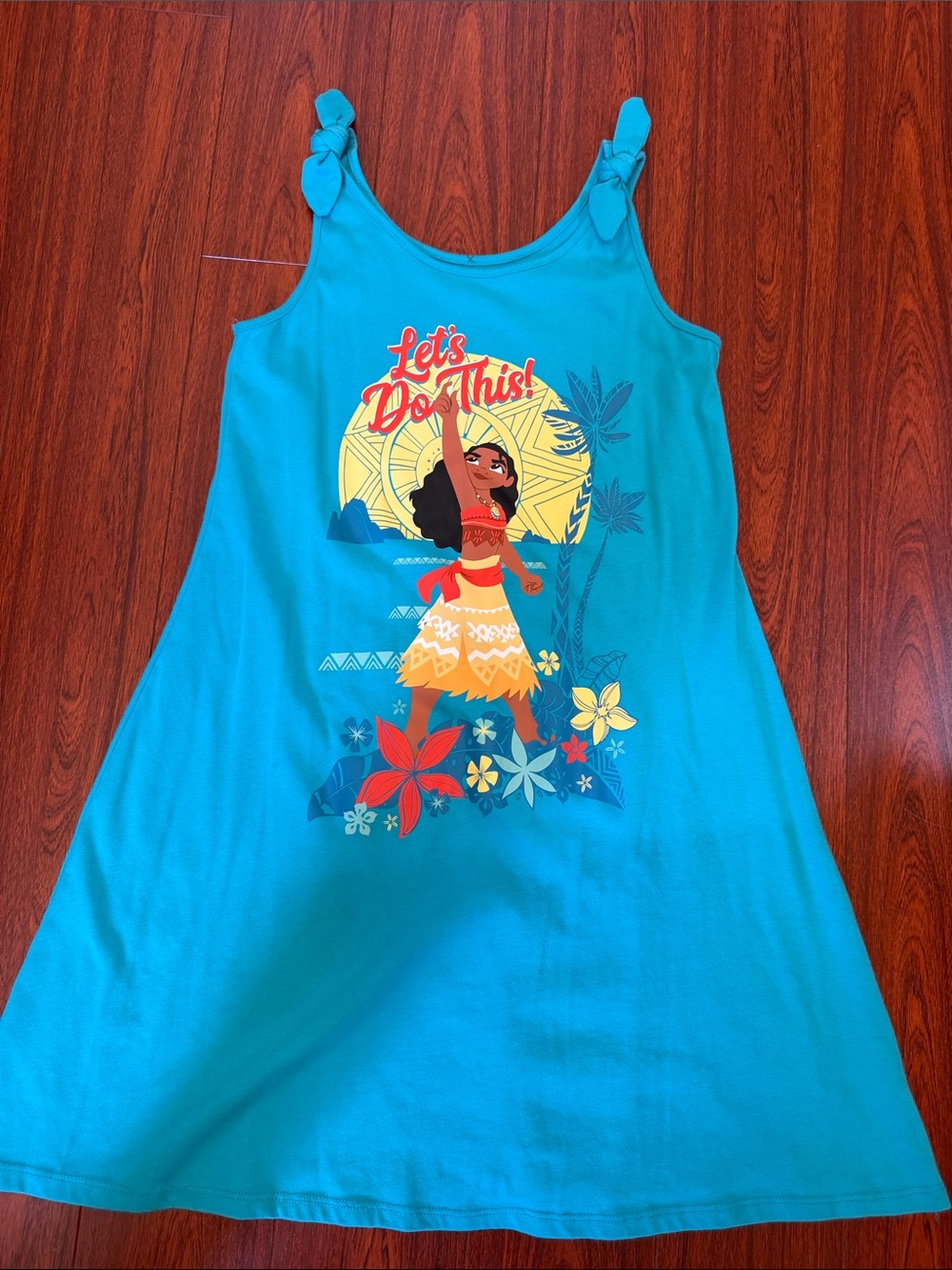 Disney Parks Girls Turquoise Moana Graphic Tank Dress "Let's Do This!"